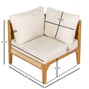 English Elm Christopher Knight Home® - Kirkby Outdoor Corner Chair - Stylish Acacia Wood & Wicker Design For Cozy Patios And Balconies N775P329072T