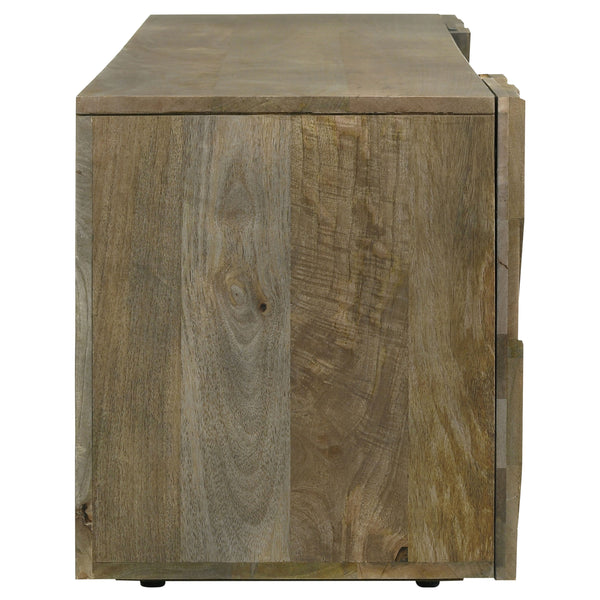 English Elm Jessie Farmhouse Mango Brown 2-Door TV Stand for Up to 80" TVs — Rustic Wood Console with Shelves and Storage B062P353406