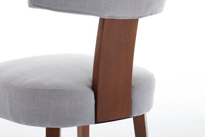 English Elm 064-Set Linen Fabric Modern Armless Dining Chairs with Curved Back & Solid Light Brown Legs for Stylish Comfort Gray W527P292115