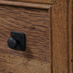 English Elm Dresser, Contemporary Brown Finish With Deep Drawers & Sleek Metal Handles For Modern Storage Solutions B356P402624