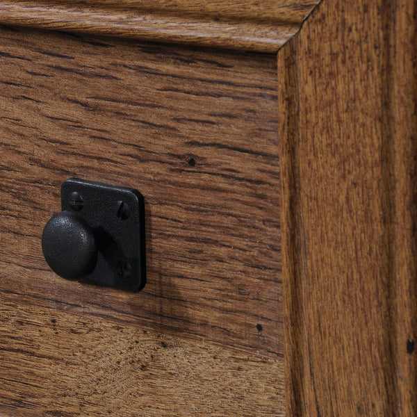 English Elm Dresser, Contemporary Brown Finish With Deep Drawers & Sleek Metal Handles For Modern Storage Solutions B356P402624