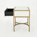 Christopher Knight Home® - Noble House - Siryen Modern Mirror Finished Side Table with Gold Iron Accents