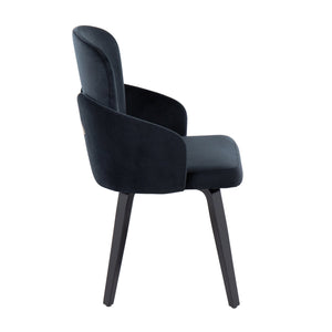 English Elm Dahlia Modern Dining Chair Set Of 2 In Black Velvet & Bent-Wood With Gold Accents For Chic Decor B202S01210