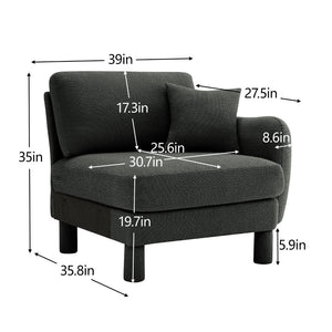 English Elm Lucas Boucle Upholstered Sofa Curved Arms Cylindrical Legs Modern Living Room Accent Dark Grey W3041P337446