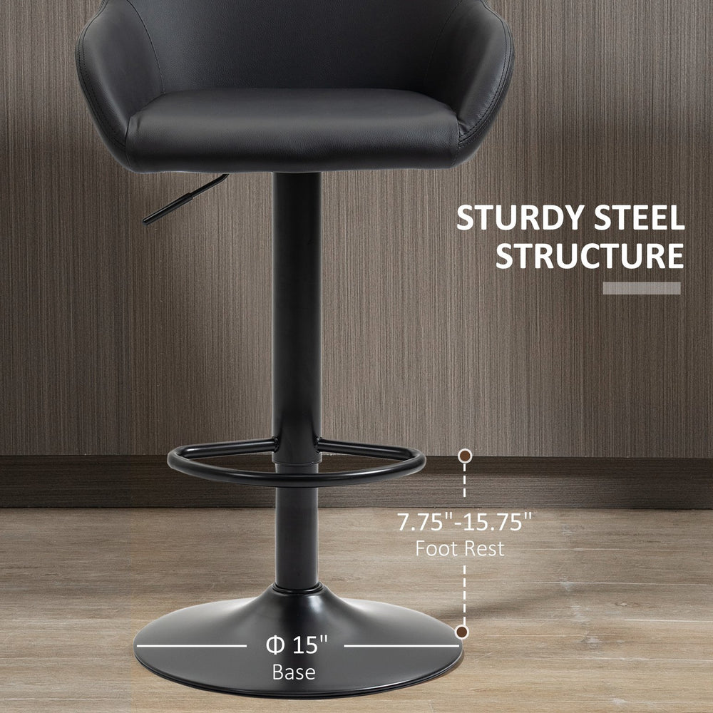 English Elm Homcom Modern Adjustable Bar Stools Set Of 2, Swivel Pu Leather With Footrest For Kitchen & Dining W2225P217149