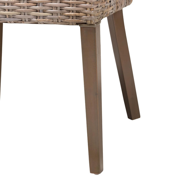 English Elm Mid-century Woven Rattan Dining Chair with Circular Back and Black Lacquered Legs B2750P467746