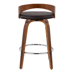 English Elm Grotto 26" Contemporary Fixed-Height Swivel Counter Stool with Cushioned Faux Leather Seat, Set of 2 Brown B202S00319