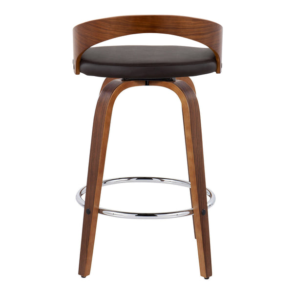 English Elm Grotto 26" Contemporary Fixed-Height Swivel Counter Stool with Cushioned Faux Leather Seat, Set of 2 Brown B202S00319