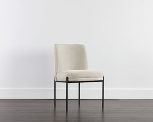 Sunpan Richie Dining Chair - Modern Comfort in Soft Danny Ivory Fabric with Sleek Black Metal Legs