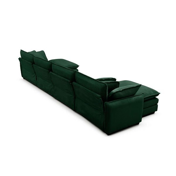 English Elm Over oversized U Shape Corduroy Sofa with Memory Foam Comfort, Modern Retro 4-Seater + Ottomans, Plush Upholstery Green W714S00742