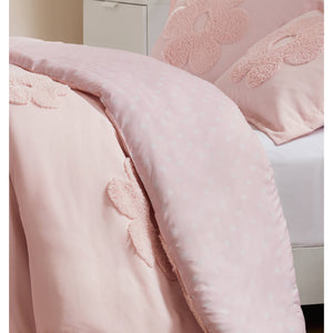 JLA Home Urban Habitat Kids - Floral Reversible Tufted Chenille Duvet Cover Set for Kids — Pink Floral & Polka Dot, OEKO-TEX Safe 88 L x 88 W x 1H UHK12-0239