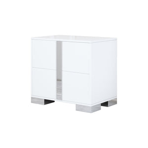 English Elm Elegant Nightstand with Metal Feet and Two Spacious Drawers for Stylish Bedroom and Living Rooms White 28.75 L x 17.75 W x 7.75 H N733P307938W