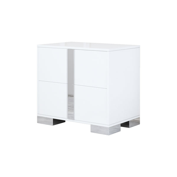 English Elm Elegant Nightstand with Metal Feet and Two Spacious Drawers for Stylish Bedroom and Living Rooms White 28.75 L x 17.75 W x 7.75 H N733P307938W