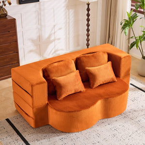 English Elm Large Plush Floor Sofa Foldable Foam Mattress with Pillows for Living Room Lounge W3612P440208