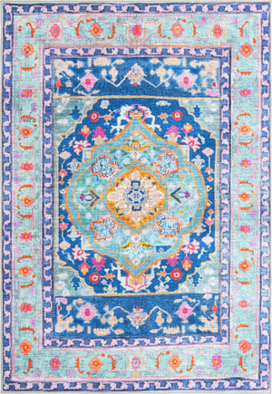 Unique Loom Timeless Philip Machine Made Medallion Rug Blue, Black/Ivory/Green/Gold/Red/Pink/Orange 8' 4" x 12' 2"
