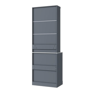 English Elm Modern Tall Kitchen Pantry Set of Two with Faux Marble Top and Glass Holders Gray SP000175AAE