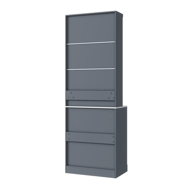English Elm Modern Tall Kitchen Pantry Set of Two with Faux Marble Top and Glass Holders Gray SP000175AAE