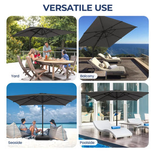 English Elm 10 Ft Square Cantilever Patio Umbrella Upf 50 Offset Canopy with 360 Rotation Gray B082P454953