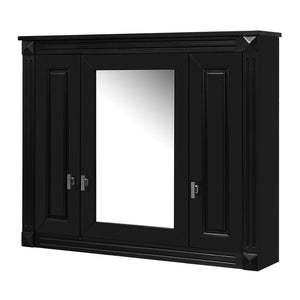 English Elm Bathroom Wall Cabinet with Mirror and 5 Shelves — Wall-Mounted Medicine Cabinet, Modern Storage Solution Black N710P252503B