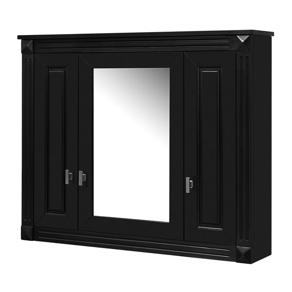 English Elm Bathroom Wall Cabinet with Mirror and 5 Shelves — Wall-Mounted Medicine Cabinet, Modern Storage Solution Black N710P252503B