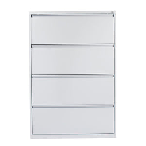OSP Home Furnishings 36" Steel Lateral File Cabinet with Ball Bearing Drawers Locking Security and Leveling Glides 4 Glides Silver LF436-SV