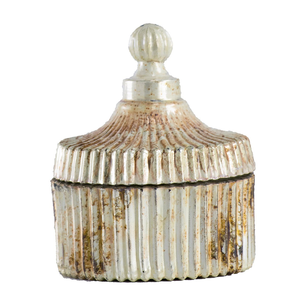English Elm D3.7x4.5" Enamel Antique Mercury Soy Wax Candle with Fluted Texture & Lid, 2-Pack Decorative Accent W2078P390751