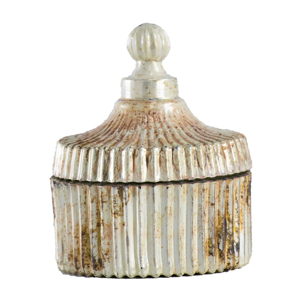 English Elm D3.7x4.5" Enamel Antique Mercury Soy Wax Candle with Fluted Texture & Lid, 2-Pack Decorative Accent W2078P390751