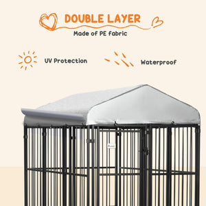 English Elm Pawhut Outdoor Dog Run Kennel with Canopy Heavy Duty Steel Chain Link Playpen W2225P217157