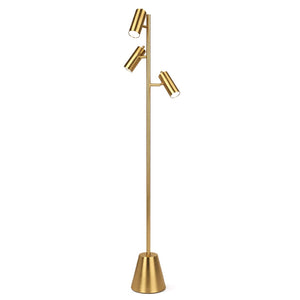 English Elm Lumina Brushed Gold Triple Spotlight Floor Lamp with Adjustable Cone Heads for Any Room B183P231758