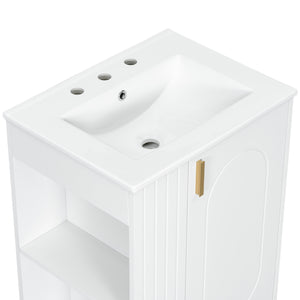 English Elm Christopher Knight Home® - 24" Retro Bathroom Vanity with Ceramic Sink, Solid Wood Frame, Soft-Close Door, Ample Storage White N759P293645K