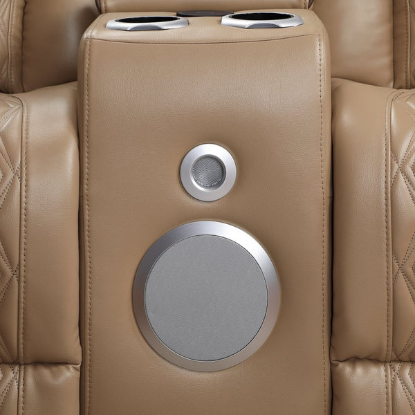 English Elm Fortuner Power Reclining Set with Led Lighting Massage and Faux Leather Seating B009S02223