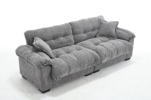 English Elm Casual 3-Seater Chenille Pleated Sofa In Gray - Modern Comfort, Stylish Design, And Long-Lasting Support W2100S00211