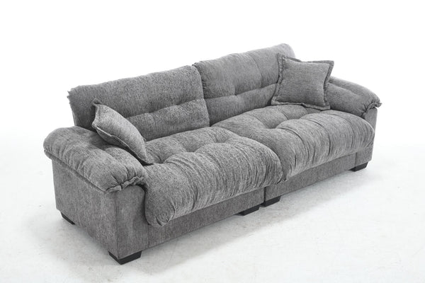 English Elm Casual 3-Seater Chenille Pleated Sofa In Gray - Modern Comfort, Stylish Design, And Long-Lasting Support W2100S00211