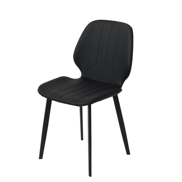English Elm Modern Faux Leather Dining Chair Set Padded Seat Matte Black Legs Kitchen Seating W1535P460315