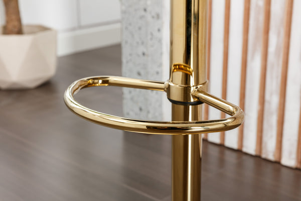 English Elm UNITED Velvet 360° Rotating Bar Chair with Diamond Stitching, Gold Frame, Plush Foam Seat, Adjustable Height Yellow W1568P361719