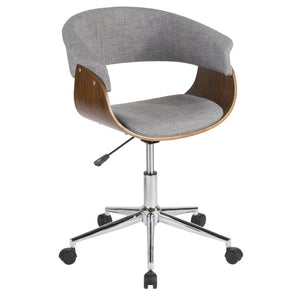 English Elm Task Chair with Chrome Five Star Base Grey Fabric Seat for Modern Home Office Use B202P474198