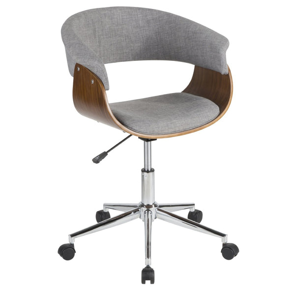 English Elm Task Chair with Chrome Five Star Base Grey Fabric Seat for Modern Home Office Use B202P474198