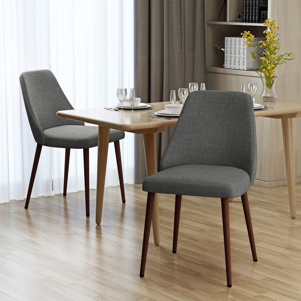 English Elm Christopher Knight Home® - DINING Elegant Modern Fabric Side Chair with Wood-Finish Iron Legs, Durable Craftsmanship for Home Dining LIGHT GREY 60912.00