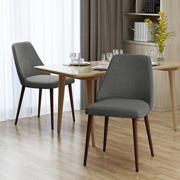 English Elm Christopher Knight Home® - DINING Elegant Modern Fabric Side Chair with Wood-Finish Iron Legs, Durable Craftsmanship for Home Dining LIGHT GREY 60912.00