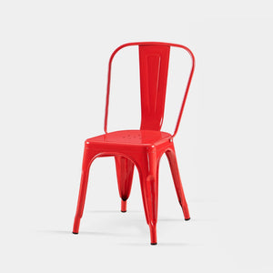 English Elm Set Of 2 High Gloss Red Metal Dining Chairs - Stackable, Lightweight, Easy-Clean For Indoor/Outdoor Use B347P383076-GIGA