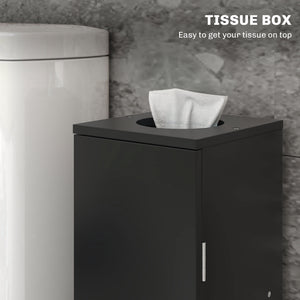 English Elm HOMCOM Modern Corner Toilet Paper Tower Cabinet with Hidden Screw Design and Magnetic Door Lock Black W2225P217011