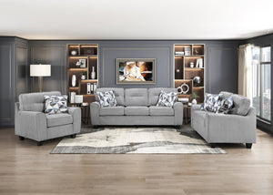 English Elm Contemporary Chenille 3 Piece Sofa Set with Pocket Coil Support and Reversible Cushions Gray B011S02476