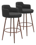 Kono Swivel Barstool - Set of 2 Black & Walnut 110374 Zuo Modern