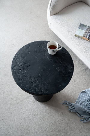 English Elm 22x22x25.5" Magnesium Round Side Table in Black — Pedestal Base, Versatile Nightstand & Accent Piece W2078P203271