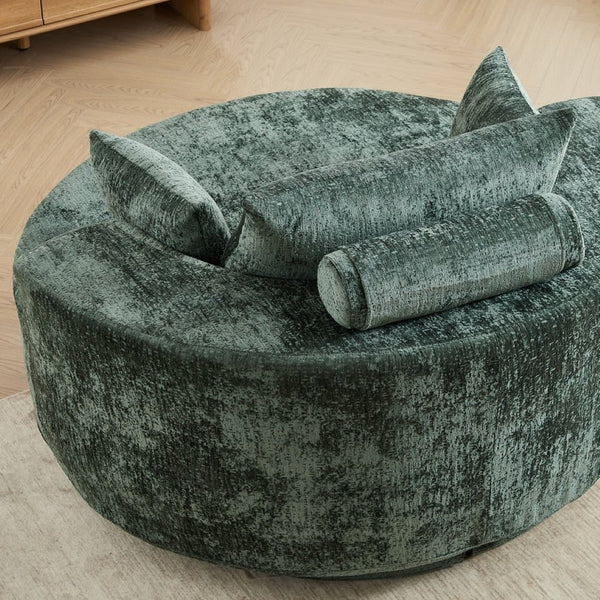 English Elm 55''l 55'l Chenille Swivel Lounge Chair Plush Foam Fill 360 Rotation Modern Living Room Green W834S00615