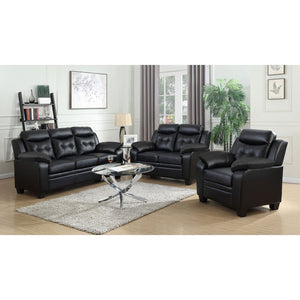 English Elm Winchell Black Tufted Upholstered Accent Chair with Padded Arms, Leatherette Comfort & Modern Elegance B062P331078