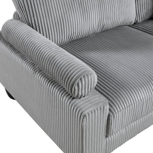 English Elm 5pc Modular Sectional Sofa Set in Corduroy Upholstery with Ottoman & Accent Pillows, Modern Luxe Gray 40 L x 40 W x 13.5 H B011S01560