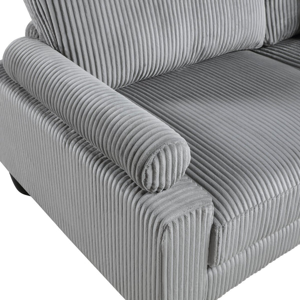 English Elm 5pc Modular Sectional Sofa Set in Corduroy Upholstery with Ottoman & Accent Pillows, Modern Luxe Gray 40 L x 40 W x 13.5 H B011S01560
