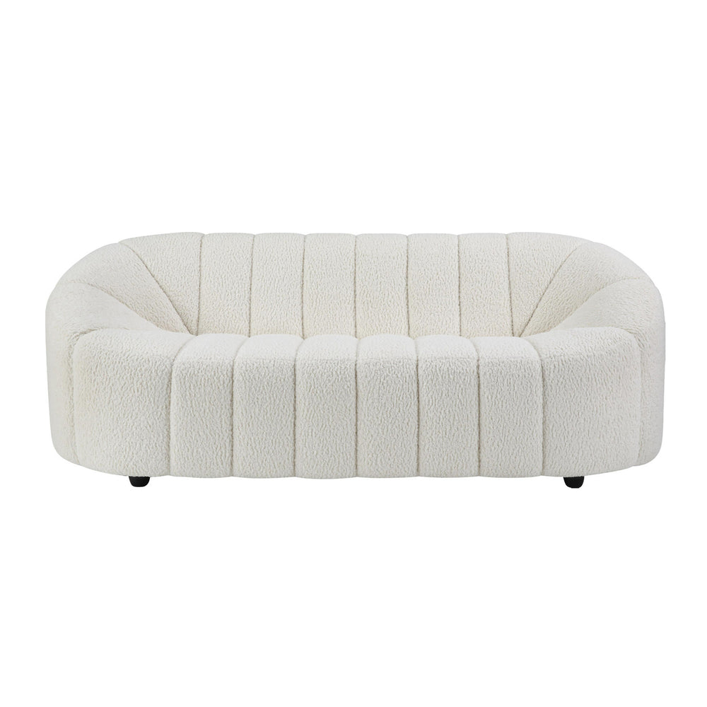 English Elm Teddy 3-Seat Sherpa Sofa in Plush White Upholstery — Sturdy Wooden Frame, Cozy Family-Ready Seating Comfort B016P329791
