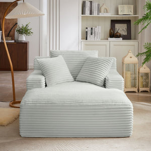 English Elm Oversized Corduroy Chaise Lounge Fully Assembled Modern Sleeper for Living Room or Office Light Grey W2339P263156